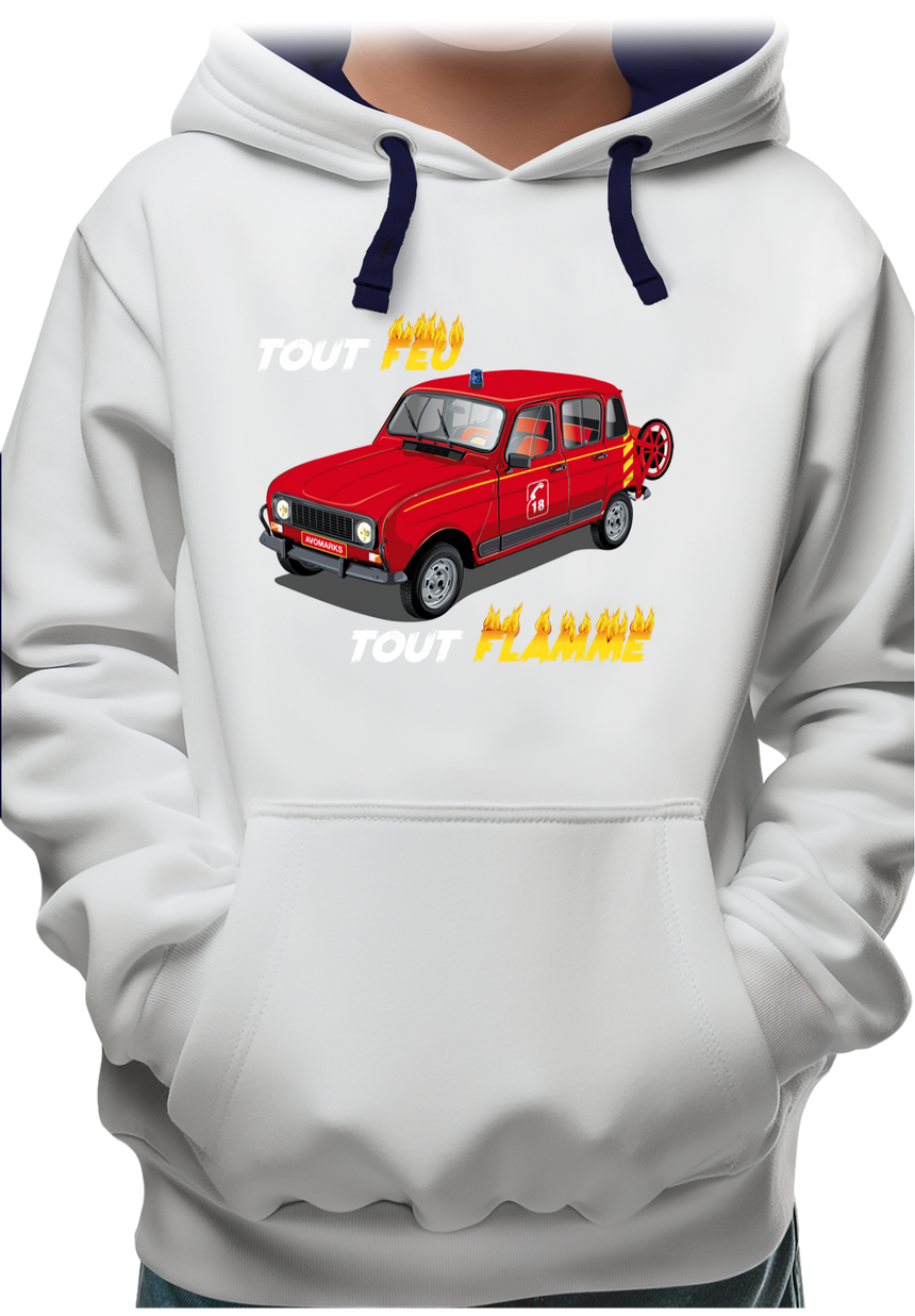 Sweat Enfant Voiture 4L pompier tout feu tout flamme