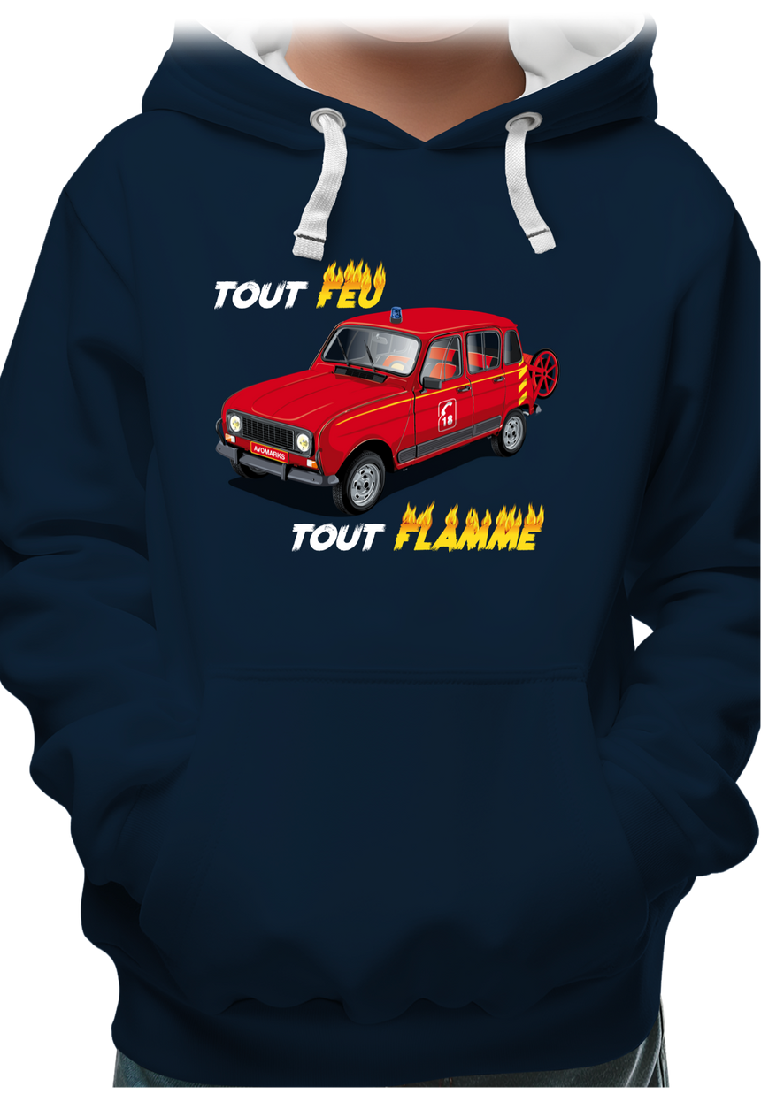 Sweat Enfant Voiture 4L pompier tout feu tout flamme